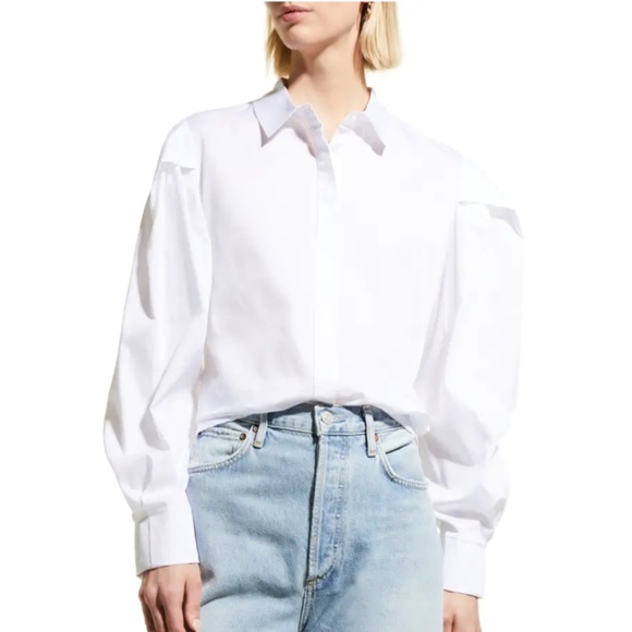 Harshman Los Angeles White Button Up Claire Puff Long Sleeve Shirt XS NWT - Picture 4 of 4